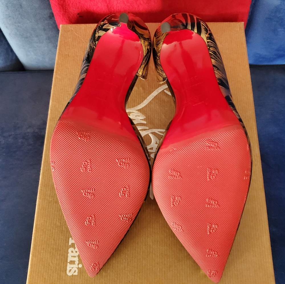 Christian Louboutin Iriza Black Gold 100mm 36.5 - Picture 3 of 6